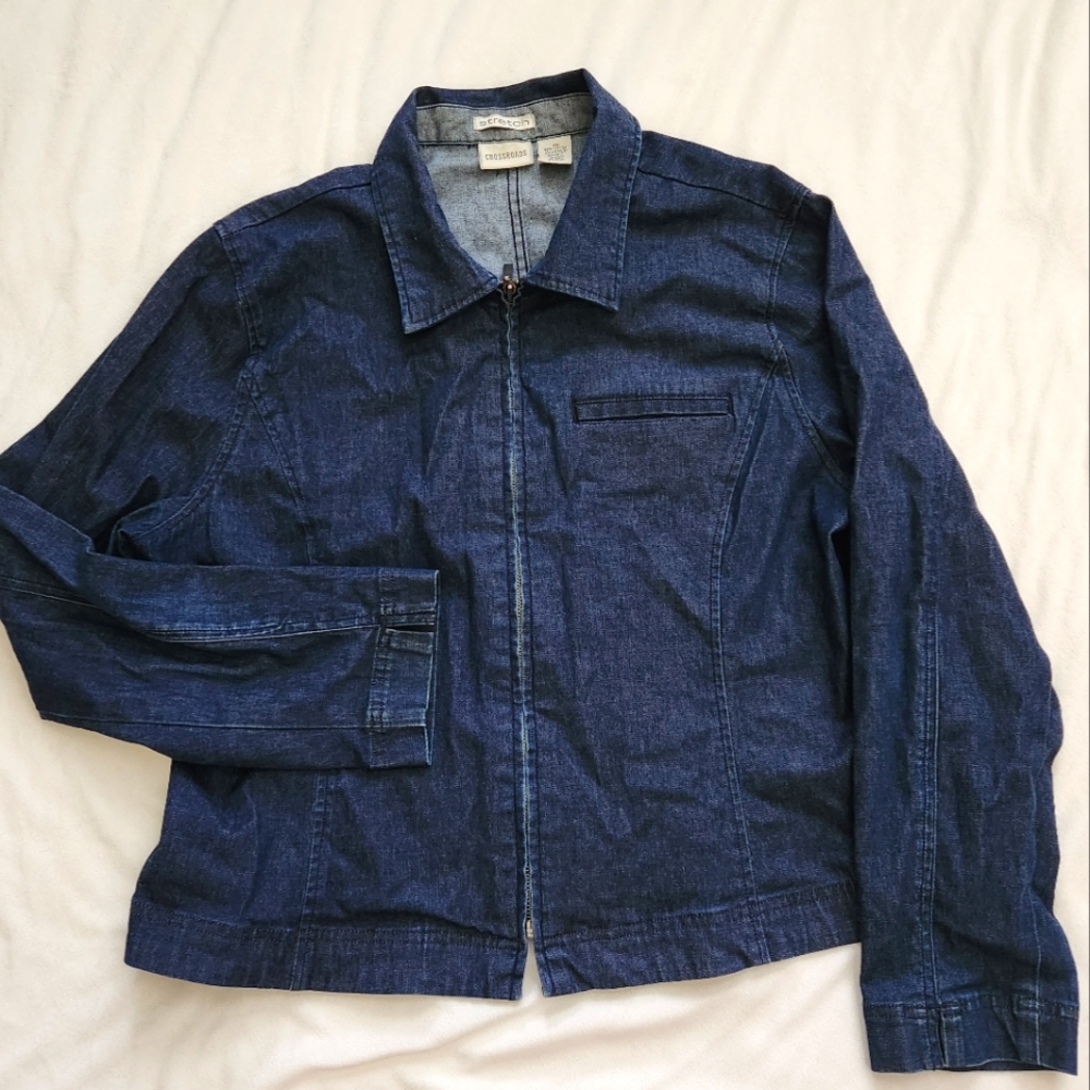 Denim zip front jacket
